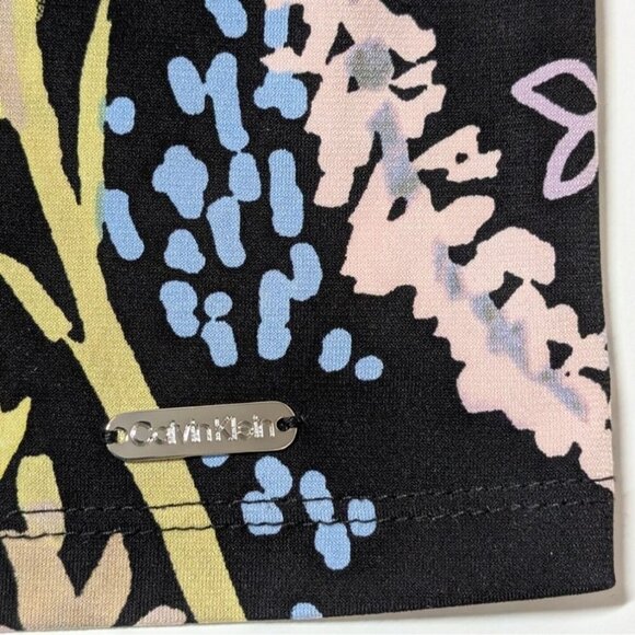 Calvin Klein Floral Top Womens Size 3X Sleeveless Blouse Ruffle V-Neck Travel - Picture 3 of 6